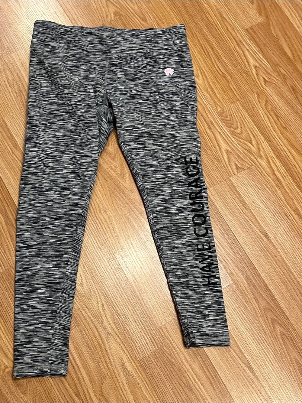 😍 FOUNDATION CURE Heather Gray Active Leggings with 'Have Courage' Print Large